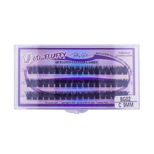 [6612477815823] 6D Fluffy Cluster Lashes 9mm-C [S2508P05]