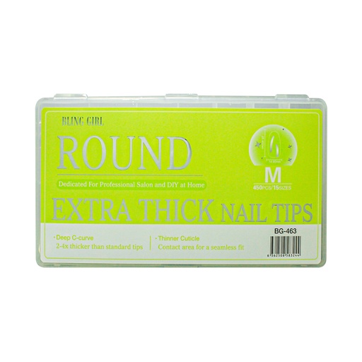 [6362508583244] Round Extra thick Nail Tips Medium BG-463 (450PCS/15 sizes) [S2510P11]